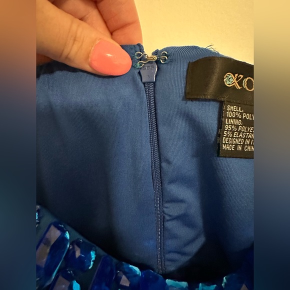 Blue Strapless Prom Dress - Picture 7 of 10